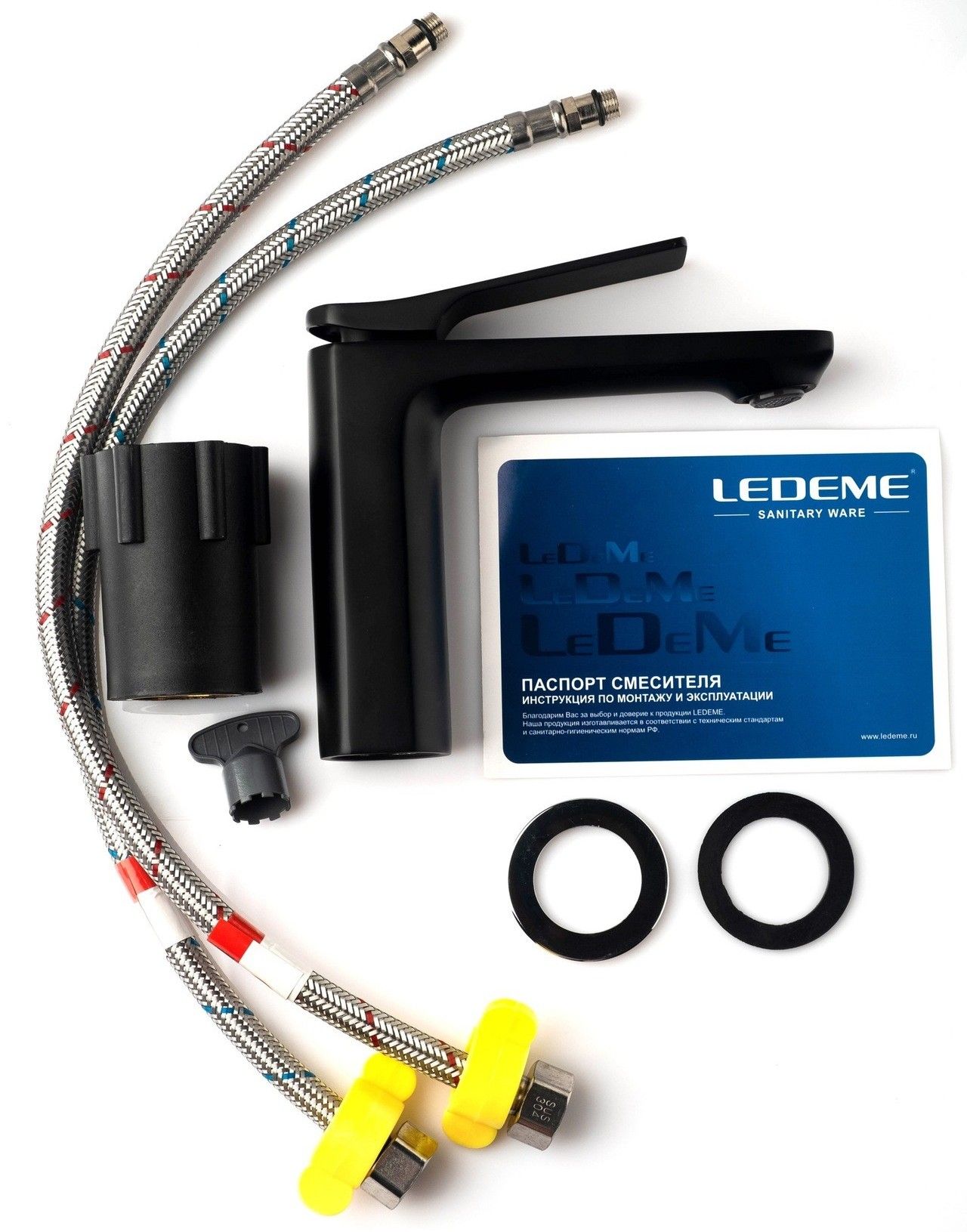 Смеситель для умывальника черный Ledeme L1075B