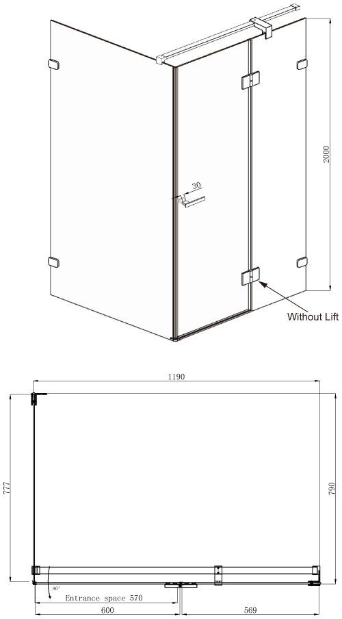 Прямоугольное душевое ограждение Ambassadro Amber 10011103R