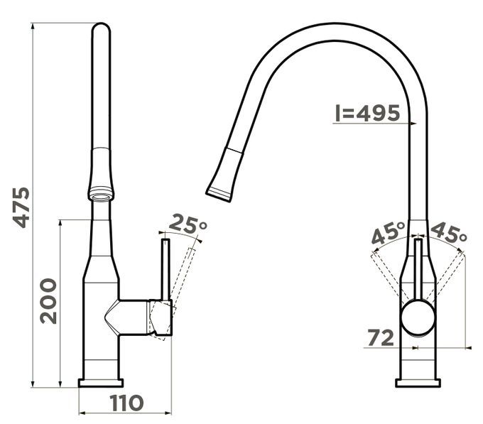 Кухонный смеситель Omoikiri Yatomi-BN-GR, 4994251