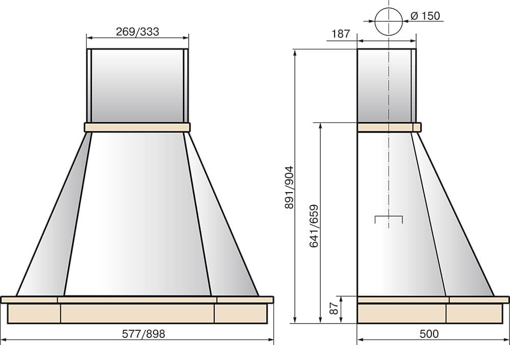 Кухонная вытяжка Elikor КАМИН ГРАНЬ 90П-650-П3Л (бежевый/дуб неокрашенный), 840772