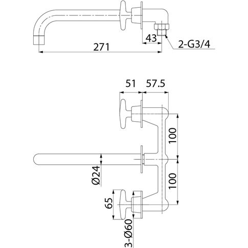 Встраиваемый смеситель для умывальника, Iddis Acros, ACRSB00i65