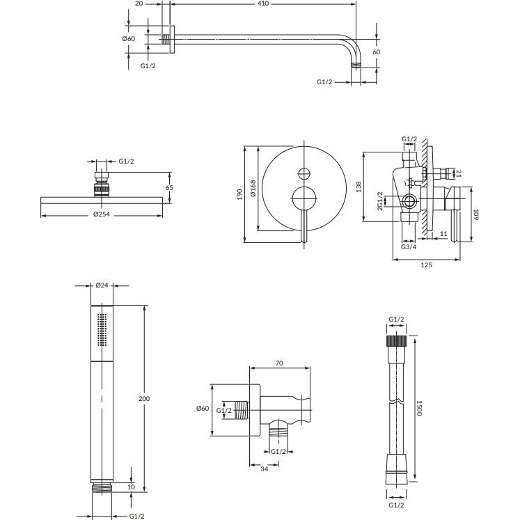 Душевая система скрытого монтажа Omnires Y, SYSY19GLB
