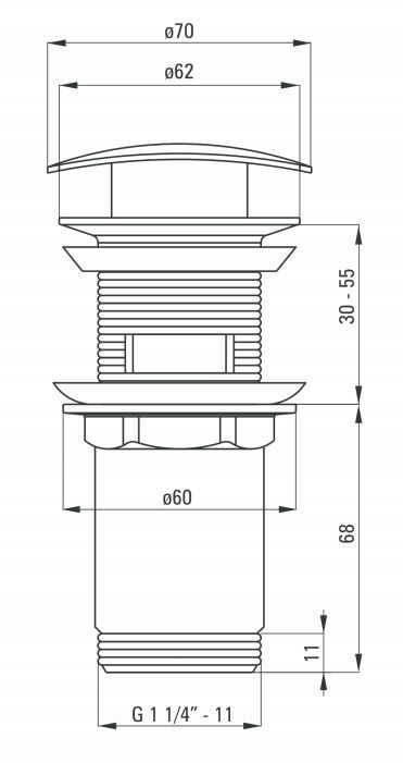 Пробка квадратная универсальная для раковины Deante, NHC_011U