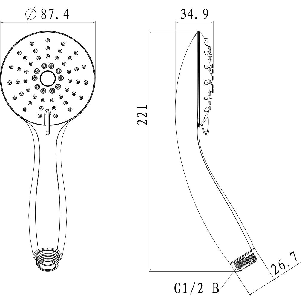 Лейка душевая круглая 3-функциональная 88х221 мм Lemark, LM8120C