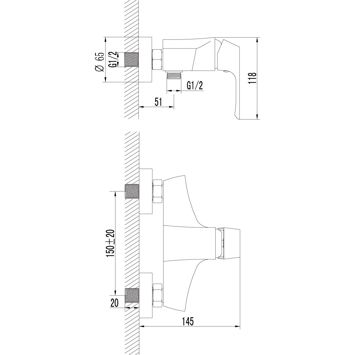 Смеситель для душа с аксессуарами Lemark Unit, LM4503C