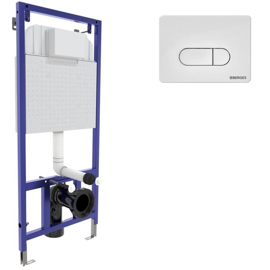 Инсталляция для скрытого монтажа унитаза Berges Novum кнопка D1, белая, 040231