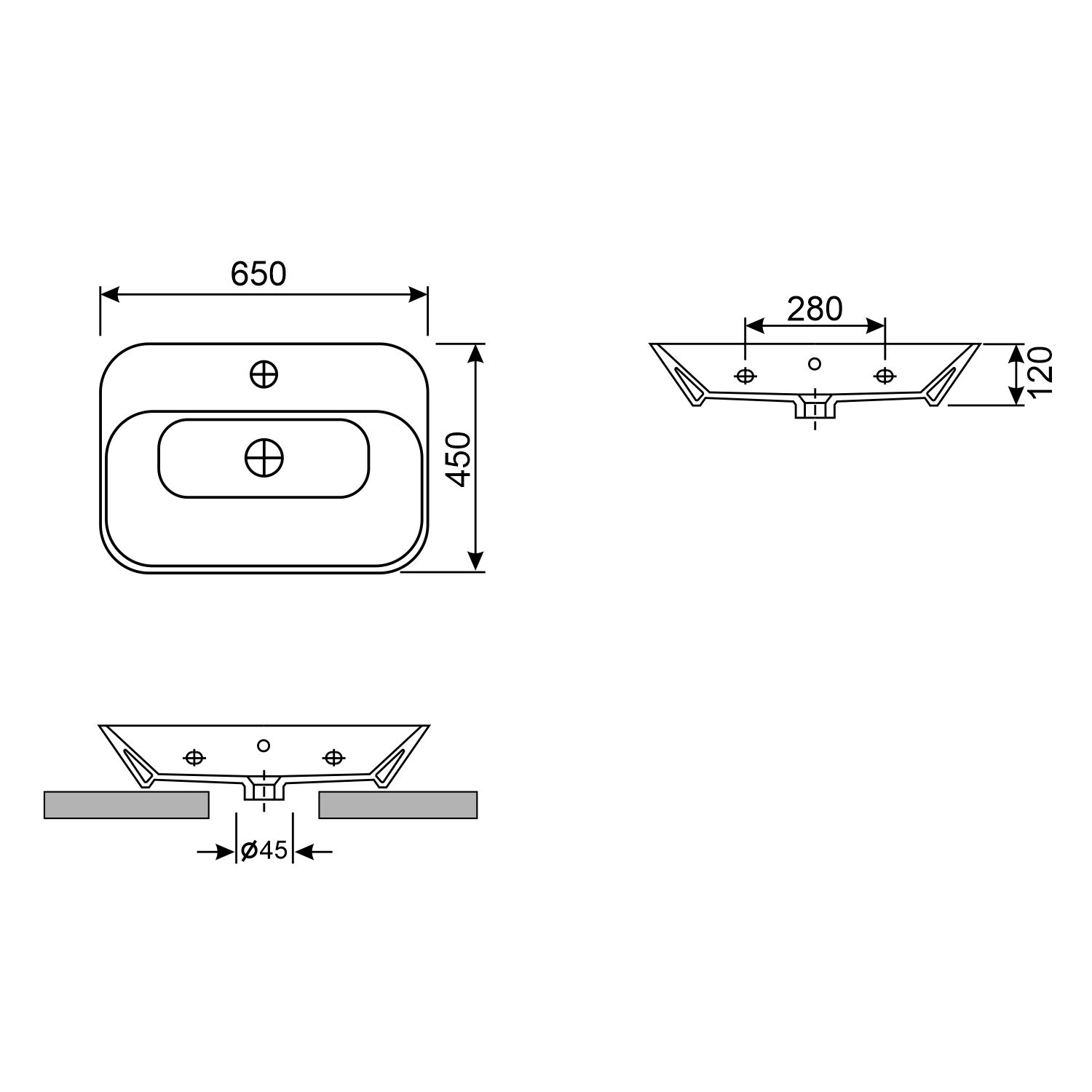 Накладная раковина Wellsee Eclatant 65x45, 151301000