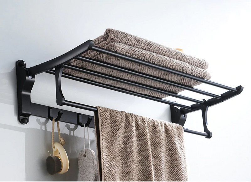 Полка откидная с крючками (черный) Ledeme L5524