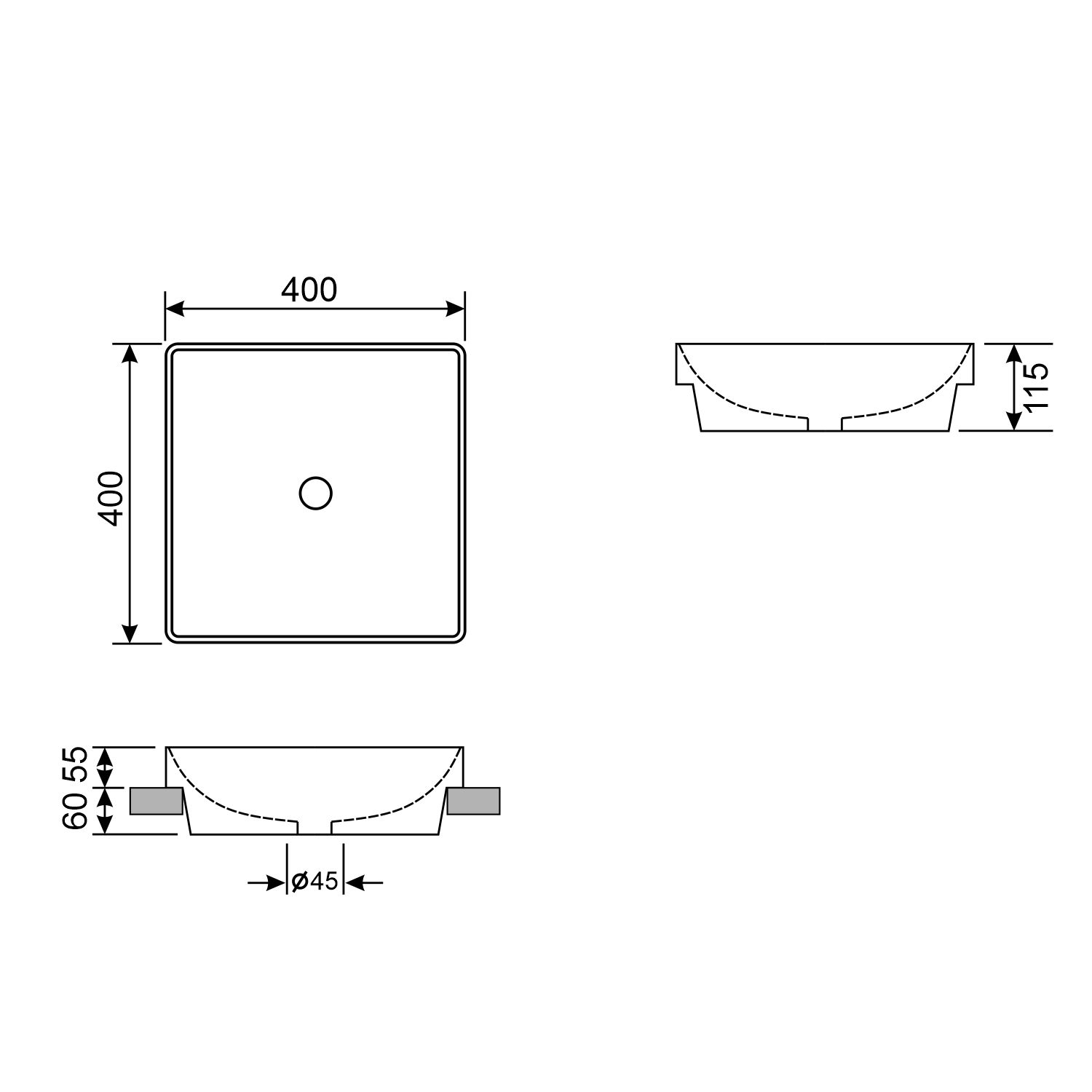 Накладная раковина Wellsee Doux 40x40, 150501000