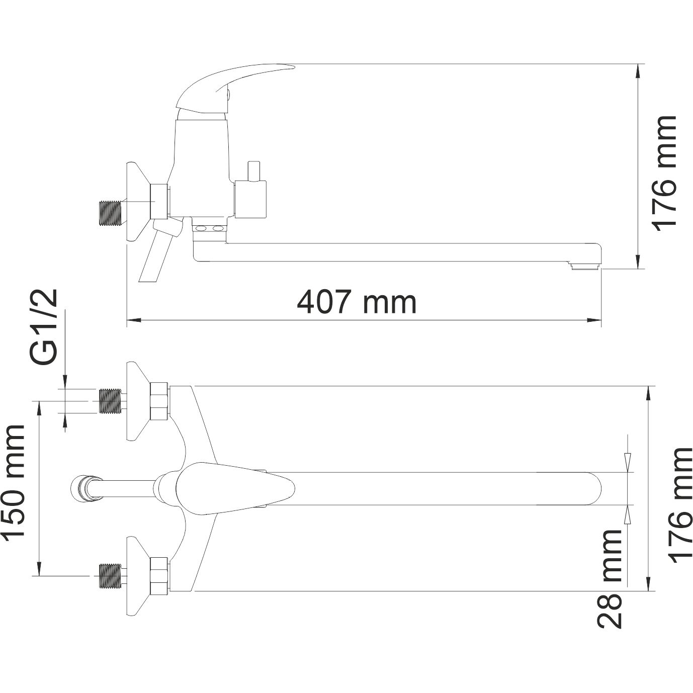 Смеситель для ванны с длинным изливом WasserKRAFT Isen, 2602L