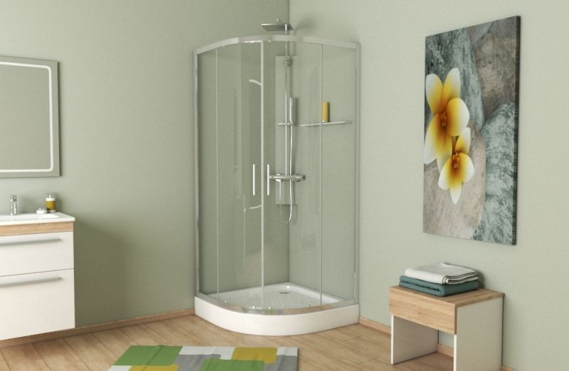 Полукруглый душевой уголок Bravat Line 90x90, BS090.1201A