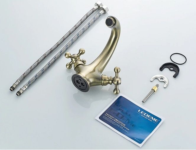 Смеситель для умывальника бронза Ledeme L1019C