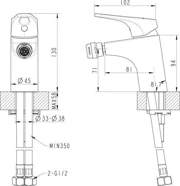 Смеситель для биде Bravat Drop-D F348162C