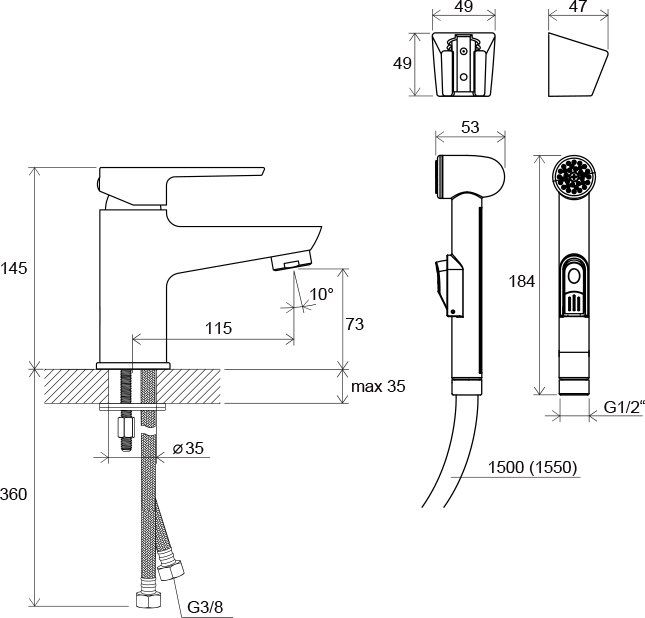 Смеситель с гигиеническим душем Ravak BM 011.00, X070076