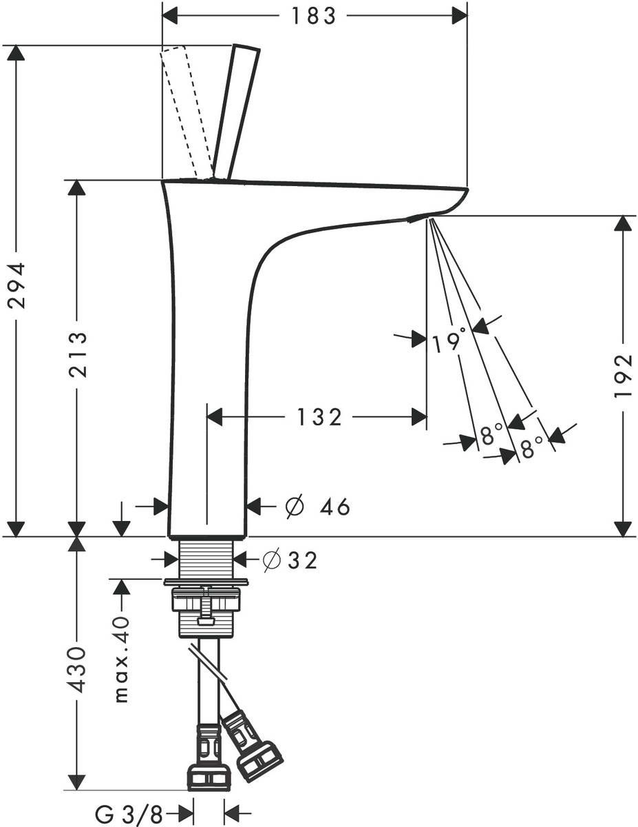 Смеситель для раковины Hansgrohe PuraVida 200, 15081000