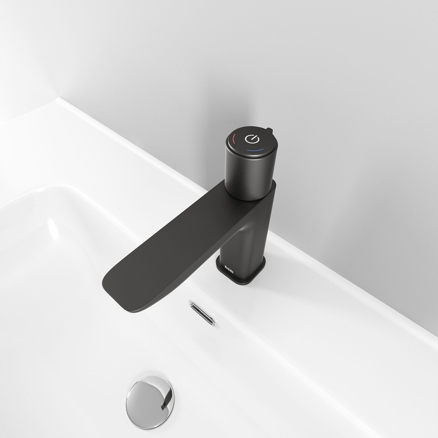Смеситель для умывальника с управлением Push Control, графит, Iddis Slide, SLIGMBTi01