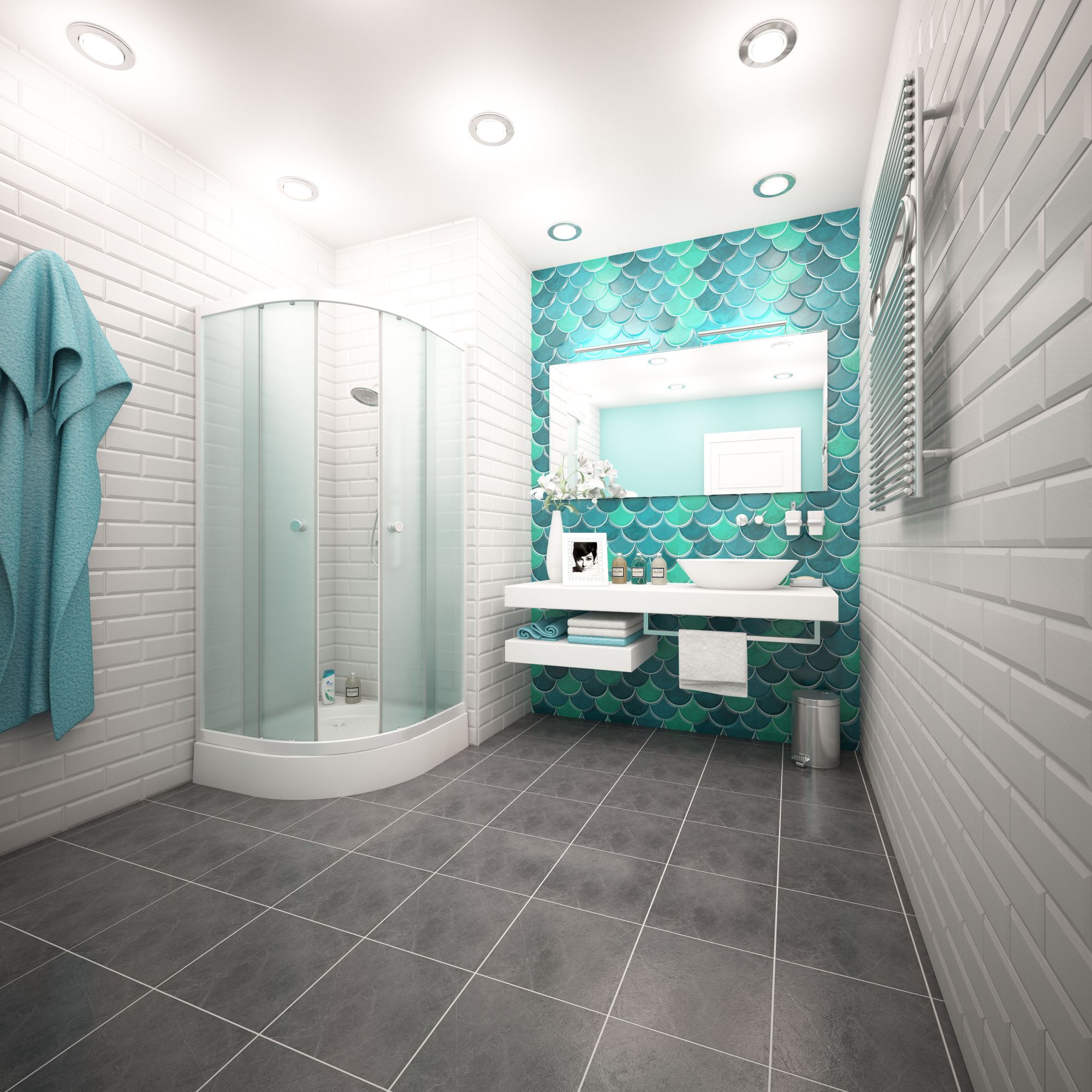 Полукруглый душевой уголок Метакам Universal (матовое стекло)