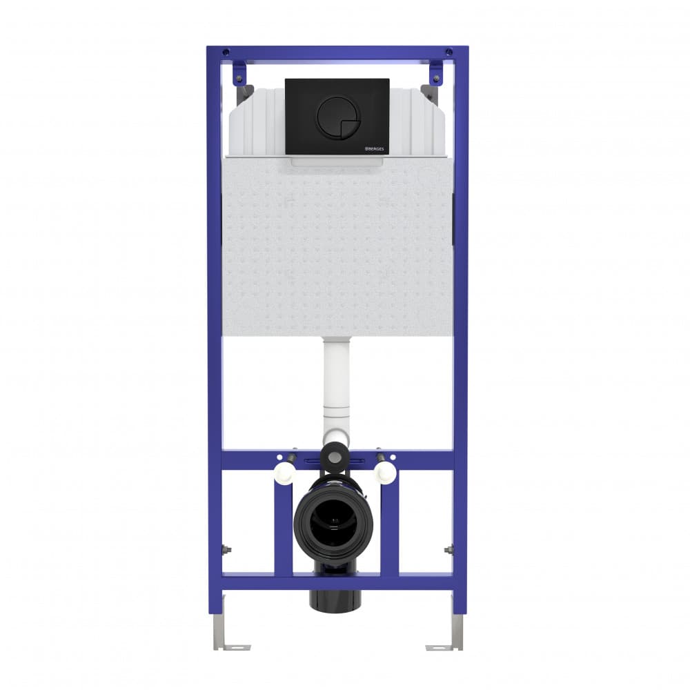 Инсталляция для скрытого монтажа унитаза Berges Novum кнопка R5 Soft Touch черная, 040225