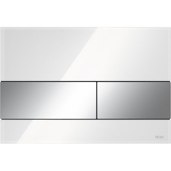 Кнопка смыва унитаза TECEsquare, стекло белое, клавиши хром глянцевый, 9240802