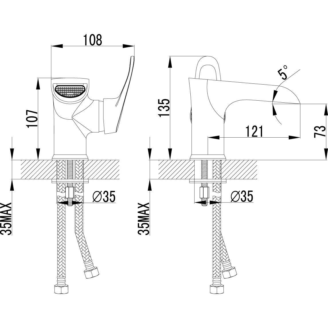 Смеситель для умывальника монолитный каскадный Lemark Omega, LM3146C