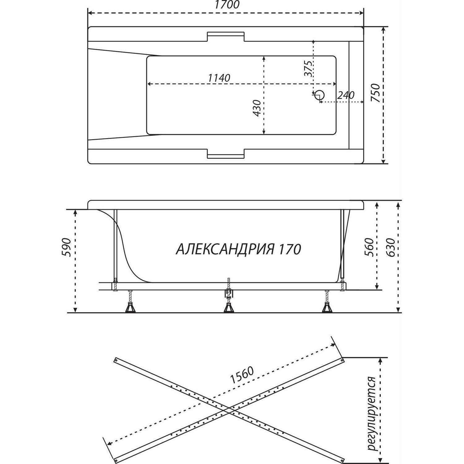 Каркас для прямоугольных ванн Triton Александрия, 000000103