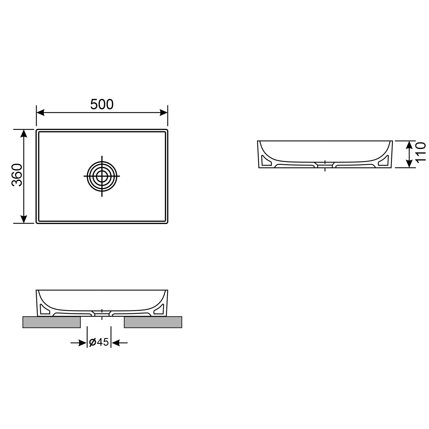 Накладная раковина Wellsee Pure BY Wellsee 50x36, 150702000