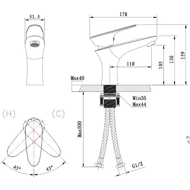 Смеситель для умывальника Vivi Felice 7030B