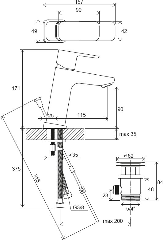 Смеситель для умывальника Ravak 10° TD F 013.00, X070128