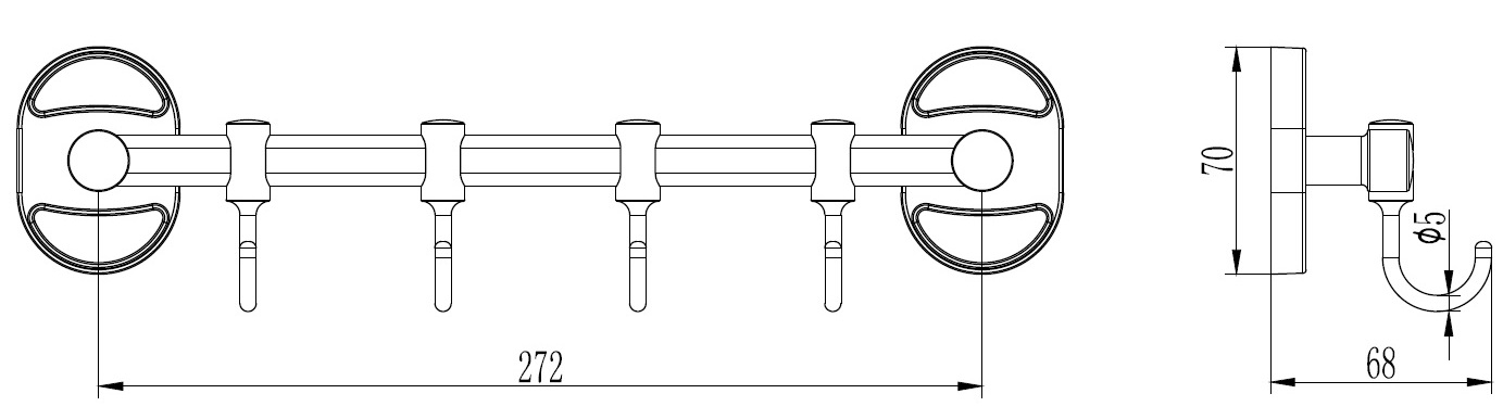 Планка с 4 подвижными крючками Ledeme L1915-4