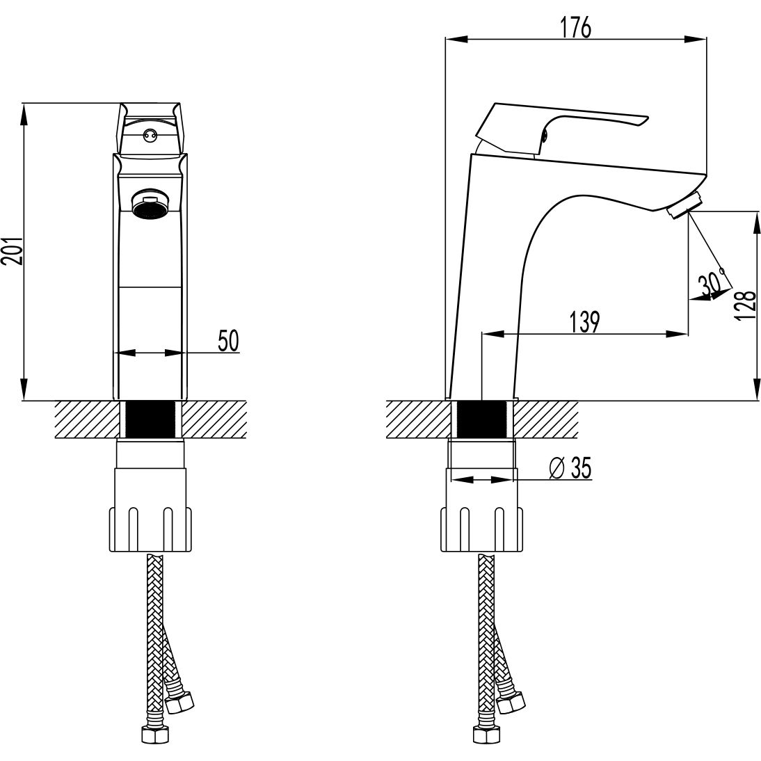 Смеситель для умывальника средний монолитный Lemark Unit, LM4537C