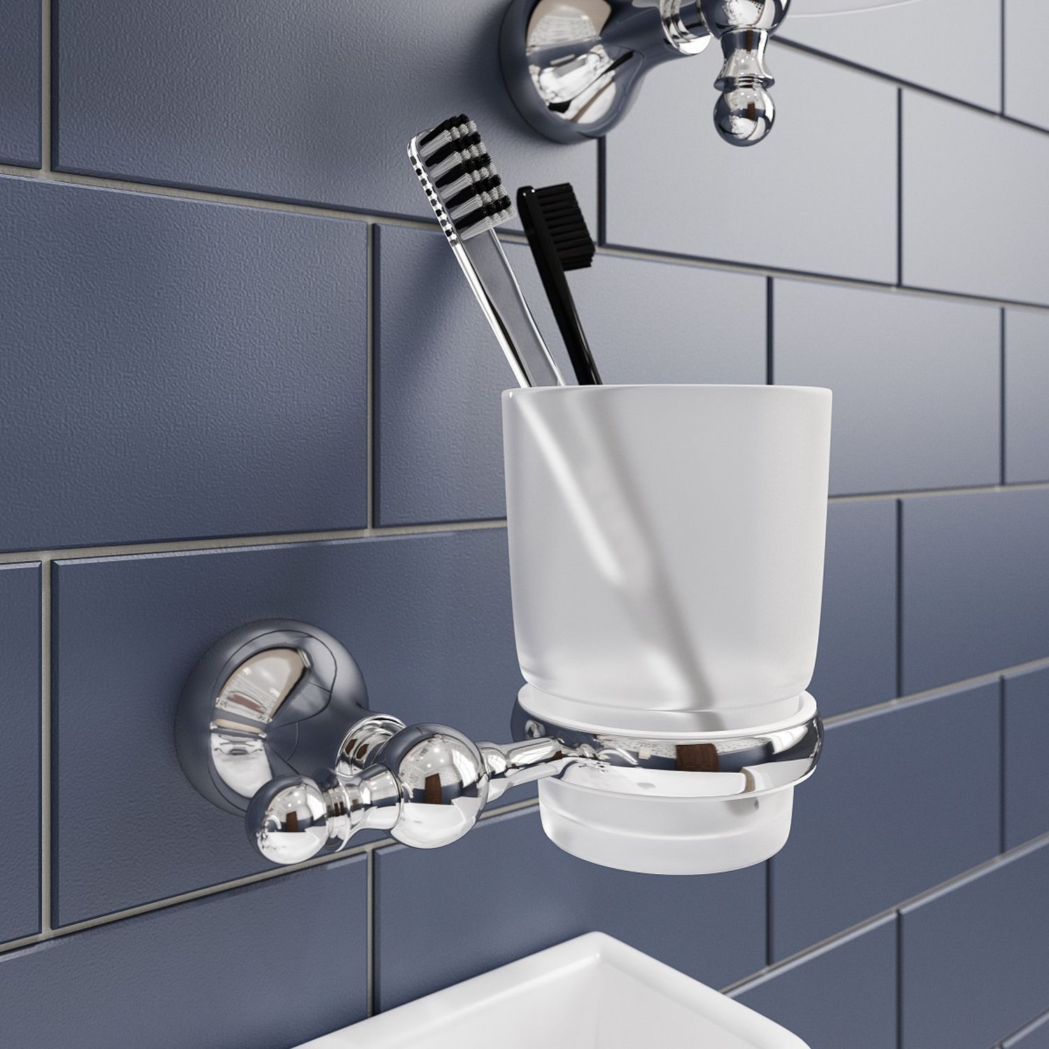 Подстаканник одинарный, матовое стекло, сплав металлов, Iddis Retro, RETSSG1i45