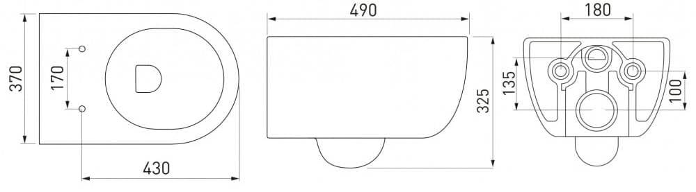 Комплект Berges Novum, кнопка L3 хром глянец, унитаз Ego Rimless, сиденье Toma Slim, 047213