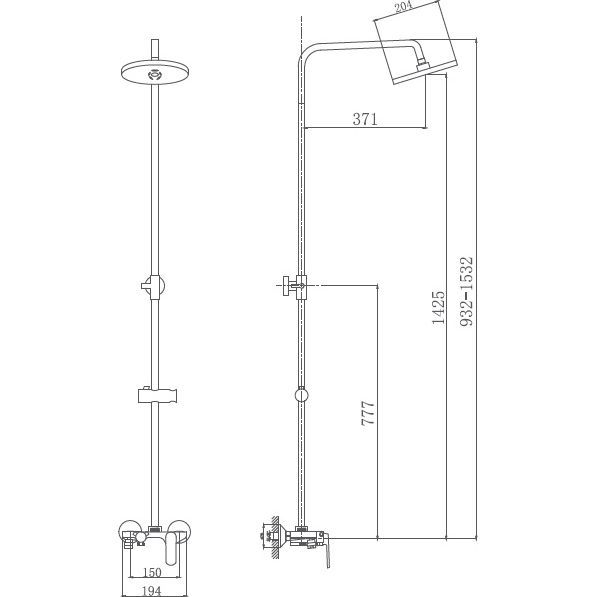 Душевая система с верхним душем, смесителем и ручной лейкой Haiba HB24804