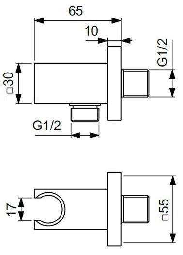 Держатель лейки с подключением квадратный Ideal Standard IdealRain, BC771AA