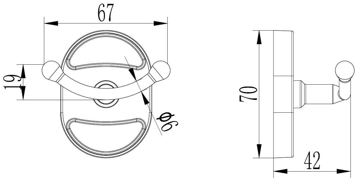 Крючок двойной Ledeme L1905-2