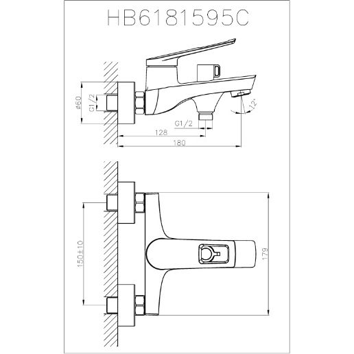 Смеситель для ванны с коротким изливом Haiba HB60595