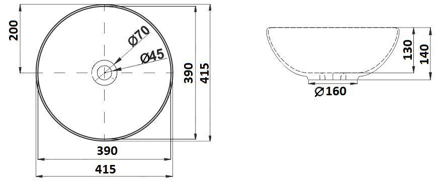 Раковина для ванной Ceramalux 41.5x41.5, 104MB