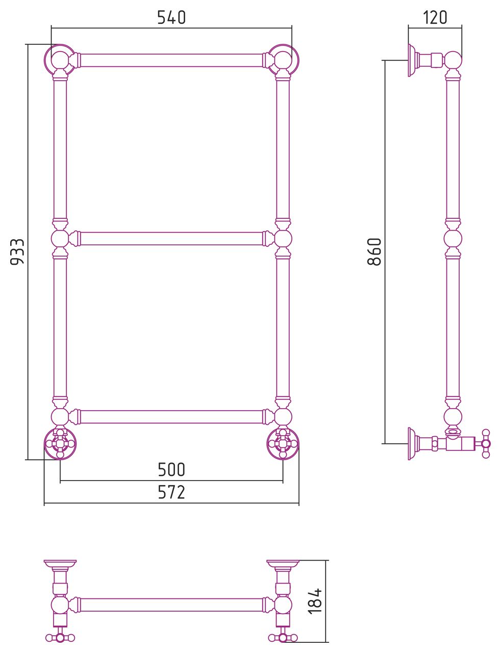 Водяной полотенцесушитель Сунержа Ренесаннс 1304 860x500