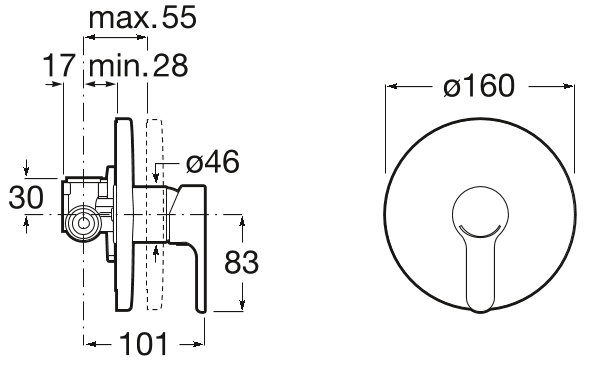 Смеситель для душа встраиваемый Roca L20, 75A2A09C00