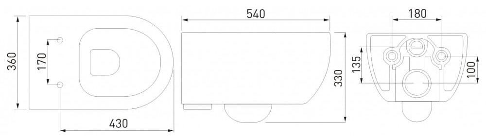 Комплект Berges Novum, кнопка L3 хром глянец, унитаз Ego Rimless, сиденье Toma, 043233