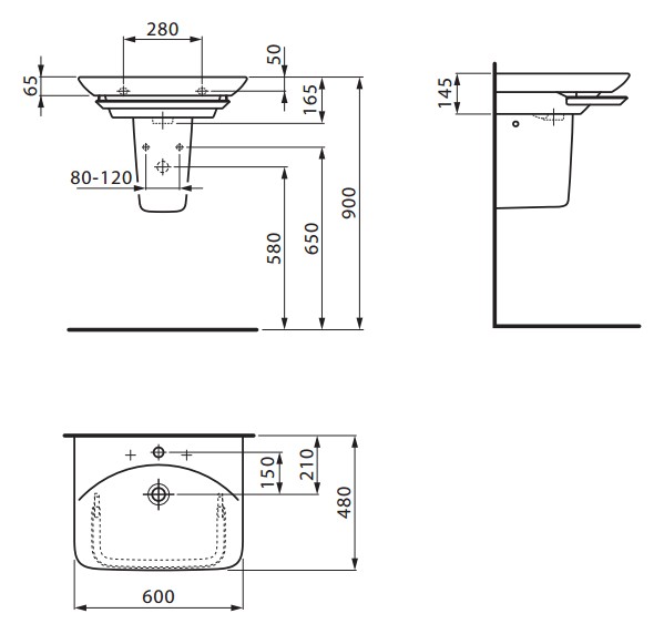 Умывальник Laufen Palace 60x48, 8.1070.2.000.1.041