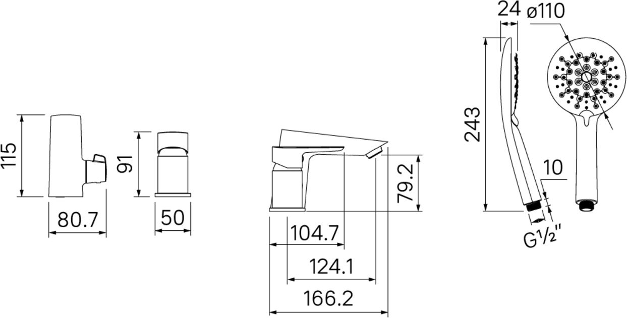 Смеситель на борт ванны на 3 отверстия с керамическим дивертором, Iddis Cloud, CLOSB30i07