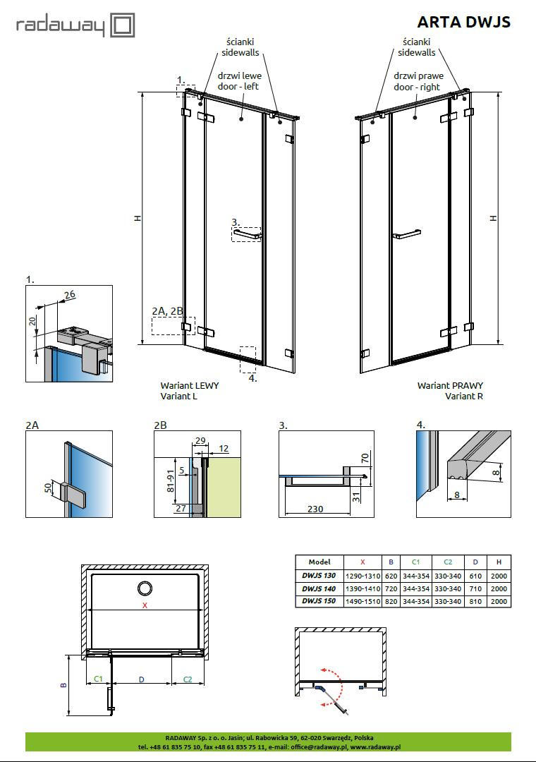Двери в нишу Radaway Arta DWJS