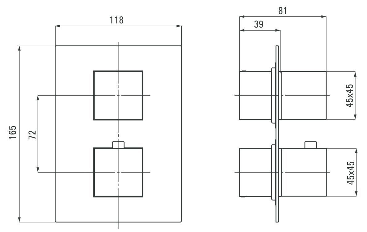 Накладка к боксу термостатическому квадратная Deante Box, BXY_0EAT
