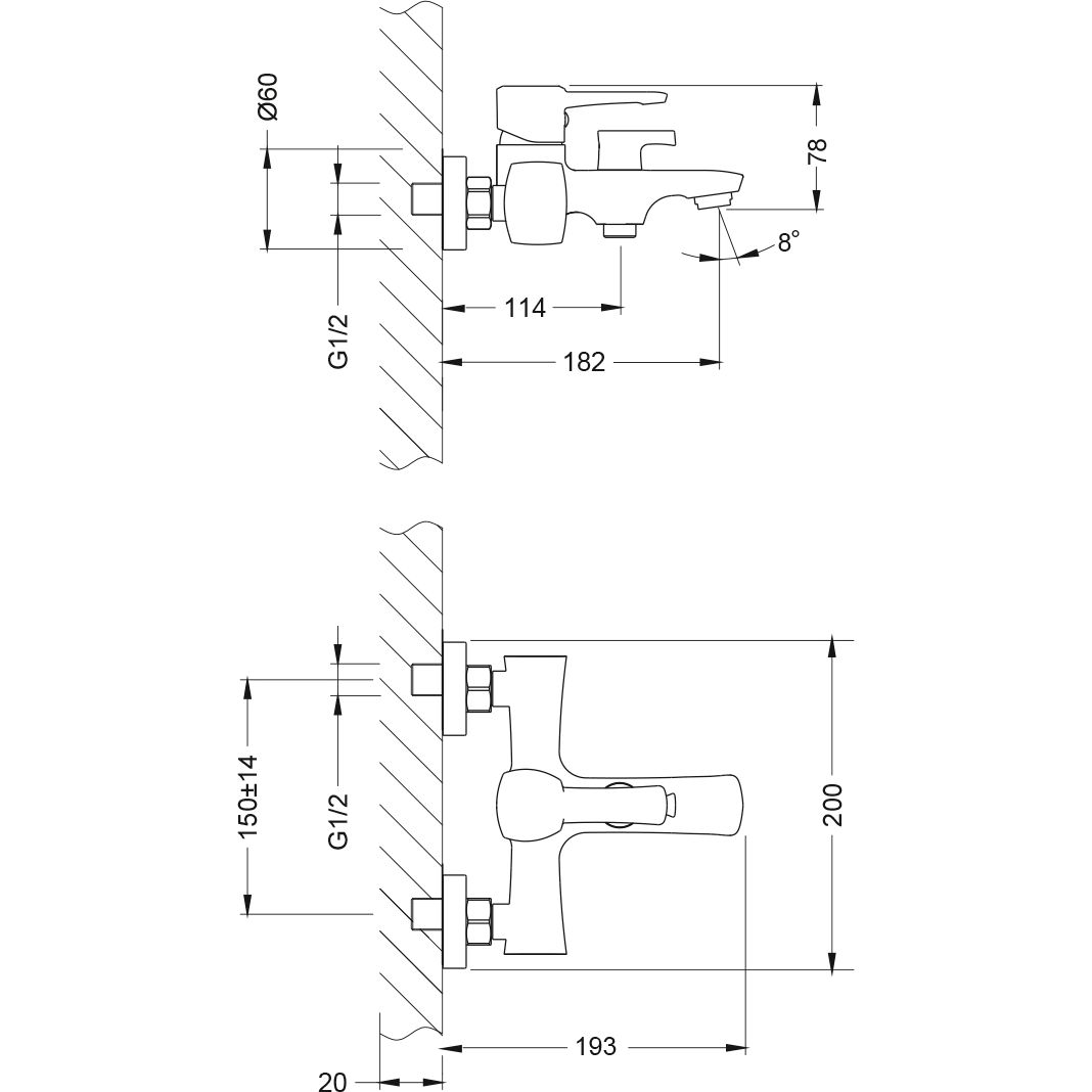 Смеситель для ванны с коротким изливом Lemark Evitta, LM0514C