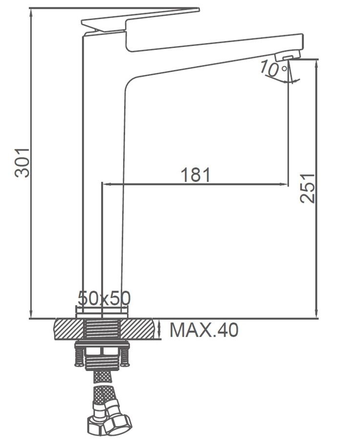 Смеситель для умывальника высокий черный Ledeme L1178B