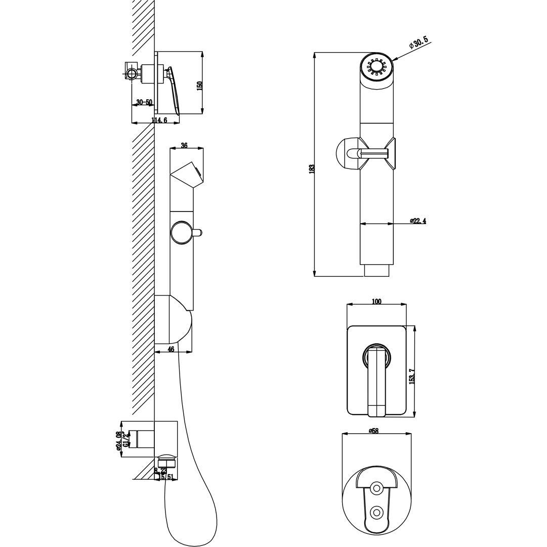 Смеситель с гигиеническим душем встраиваемый Lemark Bellario, LM6819C
