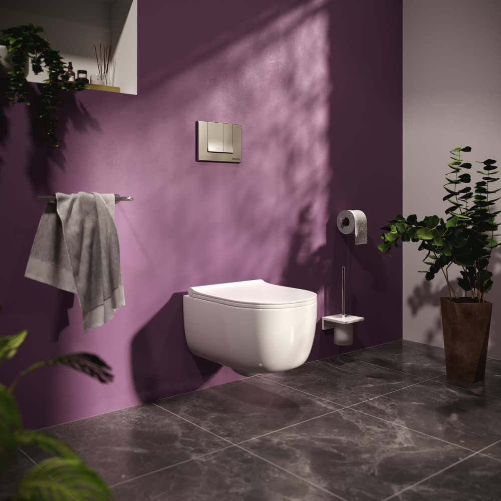 Комплект Berges Novum, кнопка S3 хром глянец, унитаз Ego Rimless, сиденье Toma Slim, 047243