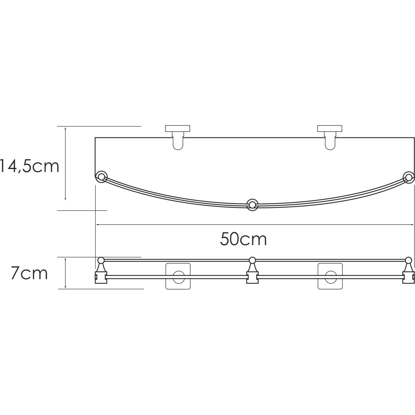 Полка стеклянная с бортиком WasserKRAFT Dill, K-3944