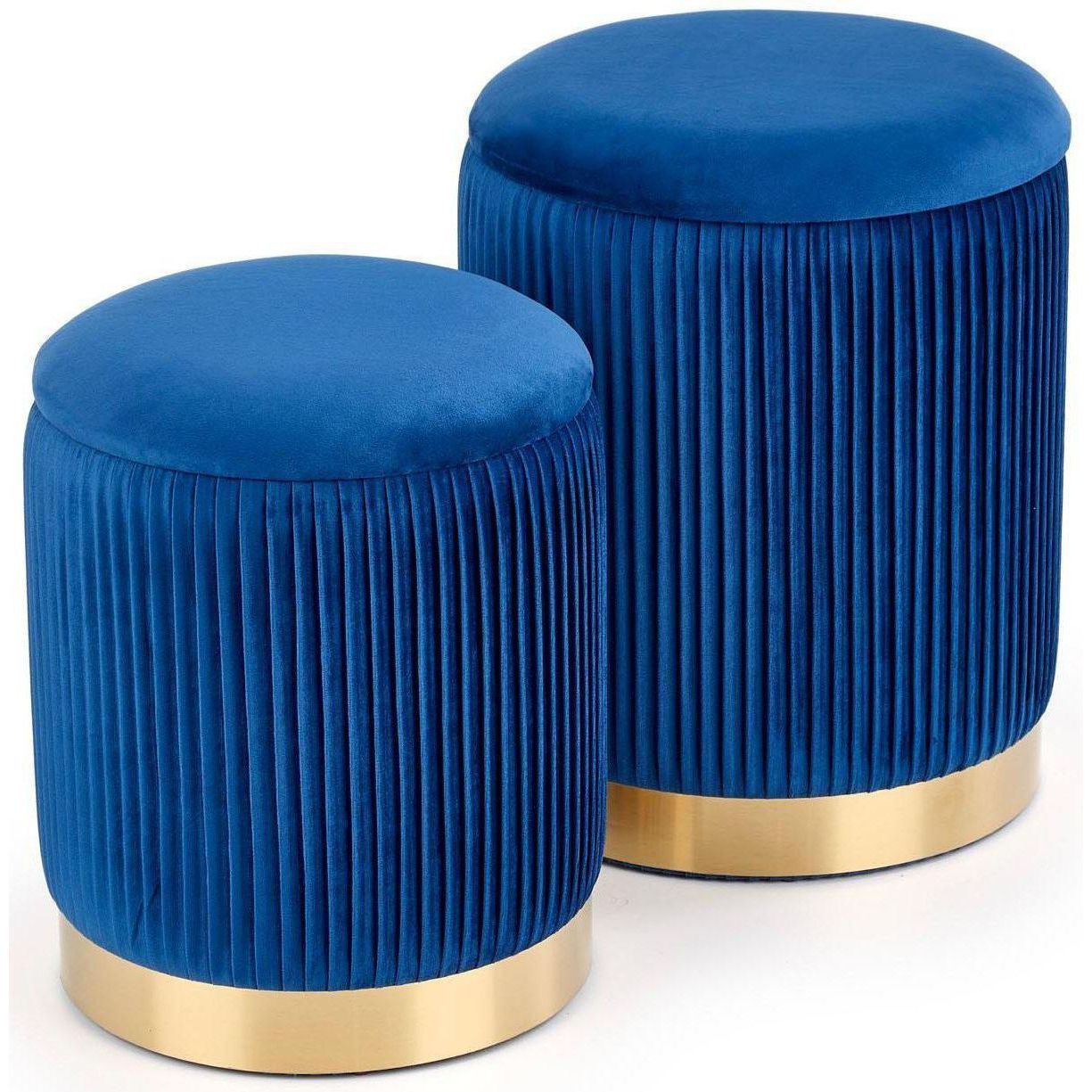 Комплект Halmar Monty (2 пуфа) темно-синий/золотой, V-CH-MONTY-PUFA-GRANATOWY